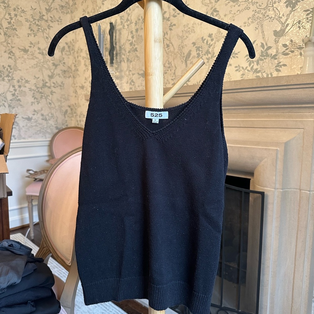 525 America Black V-Neck Knit Top